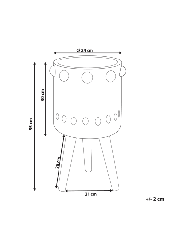 Beliani Outdoor Blumentopf BRUNNERA in Grau/Blau/Braun - (W) 24 x (H) 55 x (L) 24 cm