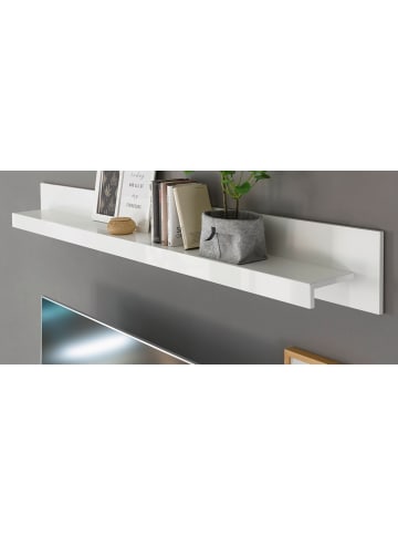 Furn.Design Wandboard weiß Hochglanz, Wandregal 198 x 21 cm Ladis