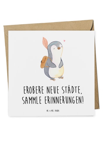 Mr. & Mrs. Panda Geschenkgutschein Städtereise Abenteuer mit Spruch in Weiß