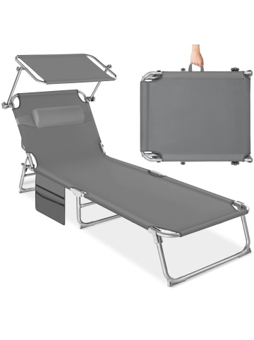 tectake Liegestühle klappbar mit Kopfpolstern, UV-beständig, 190 x 68 x 111cm