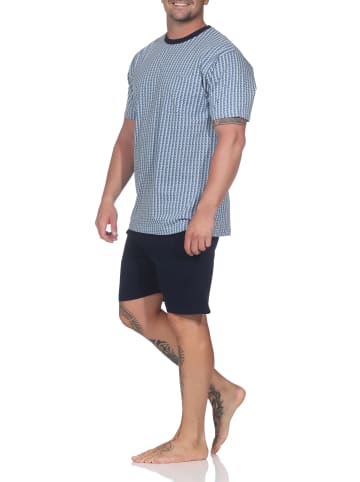 NORMANN Kurzarm Schlafanzug Shorty Pyjama 126 105 90 554 in hellblau