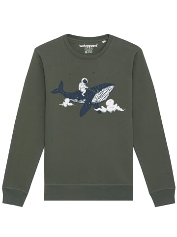 wat? Apparel Sweatshirt Spacewhale in Khaki