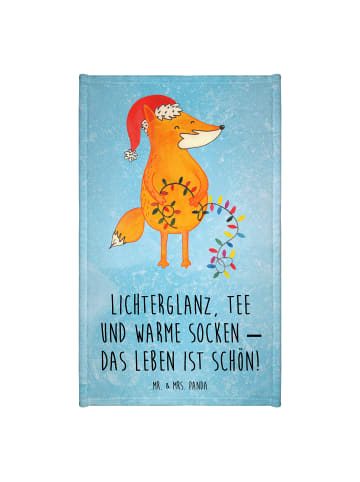 Mr. & Mrs. Panda Mini-Handtuch Fuchs Weihnachten mit Spruch in Eisblau