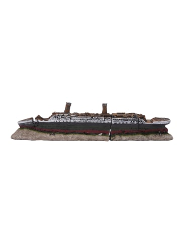 relaxdays Aquarium Deko "Titanic" in Bunt - (B)38,5 x (H)9 x (T)5 cm