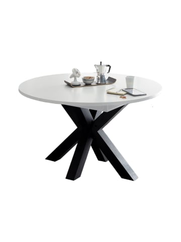 58 aufm Kessel ESSTISCH Rund ausziehbar Edda 9 130x130x78 Küchentisch Schwarz/Weiß