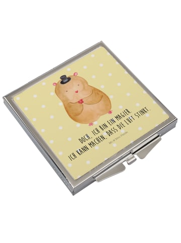 Mr. & Mrs. Panda Klappbarer Spiegel Hamster Hut mit Spruch in Gelb Pastell