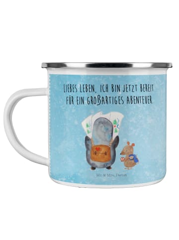 Mr. & Mrs. Panda Haferl Pinguin & Maus Wanderer mit Spruch in Eisblau