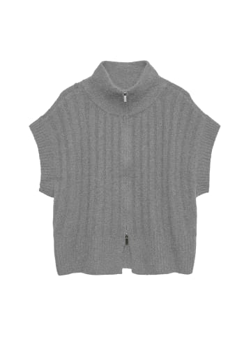 Vero Moda Rib Highneck Zipper Vest in Medium Grey Melange