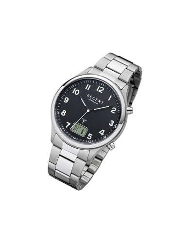 Regent Analog-Digital-Funkuhr Regent Funkuhren silber groß (ca. 40mm)