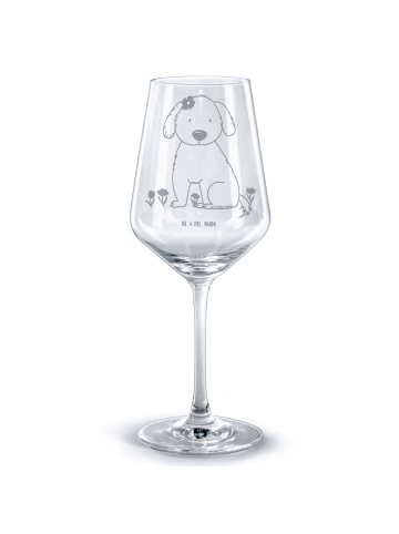 Mr. & Mrs. Panda Rotwein Glas Hund Dame ohne Spruch in Transparent