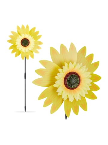 relaxdays 2 x Windrad Sonnenblume in Gelb