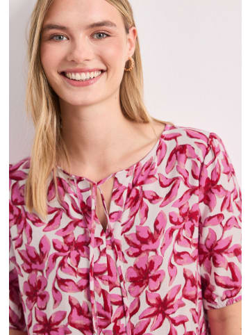 Street One Knielanges Tunika-Kleid mit Split Neck und Muster in Off White