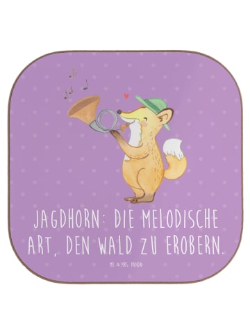 Mr. & Mrs. Panda Glasuntersetzer Jagdhorn Magie mit Spruch in Lavendeltraum