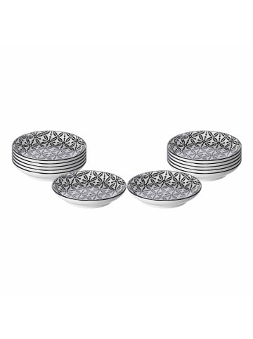 Ritzenhoff & Breker 12er Set Dipschalen Takeo Leaves ø 10 cm schwarz-weiß in schwarz-weiß
