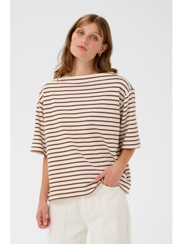 Soaked in Luxury Sweatshirt SLIngina Baggy fit in White and Cappucino Stripe