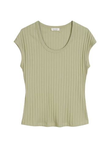 Marc O'Polo Pointelle-T-Shirt slim in Smooth Sage