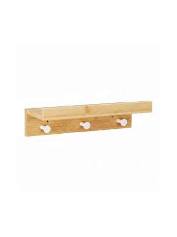 relaxdays Wandregal mit Hakenleiste in Natur - (B)36 x (H)10 x (T)12 cm