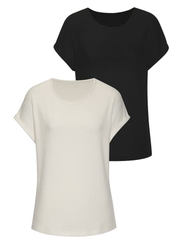 Vivance Kurzarmshirt in schwarz, creme