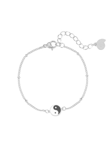 Hey Happiness Armkette Yin Yang Edelstahl in Silber - (L) 15,5-19,5 cm 