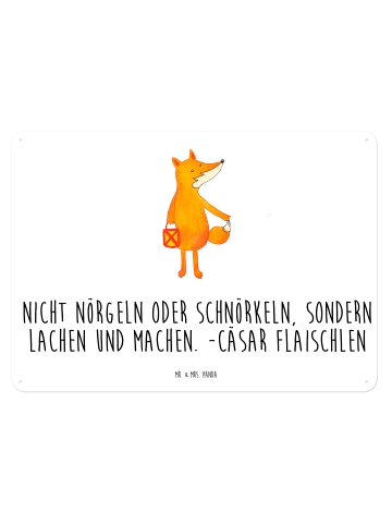 Mr. & Mrs. Panda Schild Fuchs Laterne mit Spruch in Weiß