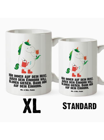 Mr. & Mrs. Panda Keramiktasse Einhorn Gärtner mit Spruch in Weiß