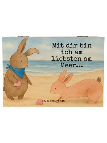 Mr. & Mrs. Panda Holzkiste Hasen Muschel Design mit Spruch in Weiß