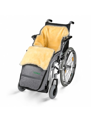 Kinderhaus Blaubär Rollstuhl Lammfell Fusssack black-melange TOP