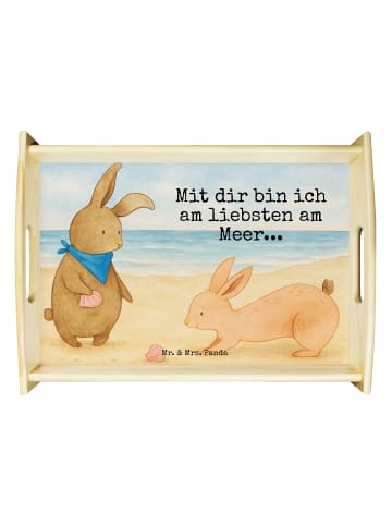 Mr. & Mrs. Panda Deko Tablett Hasen Muschel Design mit Spruch in Weiß