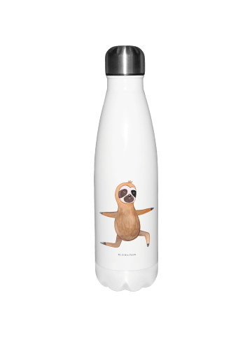 Mr. & Mrs. Panda Thermosflasche Faultier Yoga ohne Spruch in Weiß