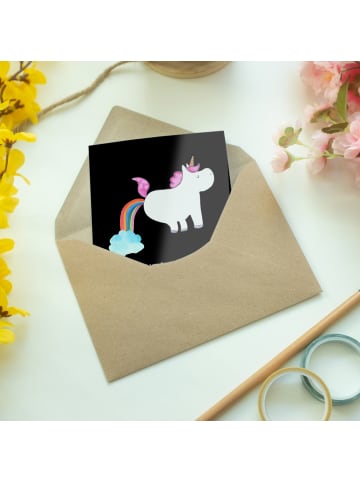 Mr. & Mrs. Panda Grußkarte Einhorn Pupsen mit Spruch in Schwarz