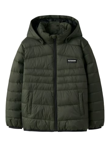 name it Wasserabweisende Steppjacke mit abnehmbarer Kapuze in Dunkelgrün