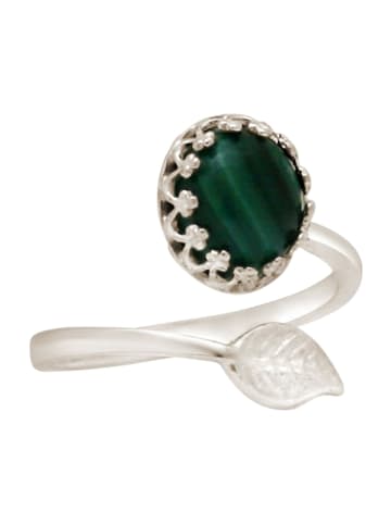 Gemshine Ringe Malachit - Größenverstellbar in silver coloured