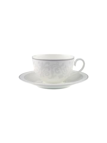 Cappuccinotasse mit Untertasse Gray Pearl in Weiß 310 ml