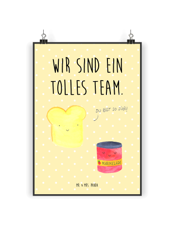 Mr. & Mrs. Panda Poster Toast Marmelade mit Spruch in Gelb Pastell