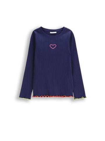 Coccodrillo Langarm-Rippen-T-Shirt in dunkelblau