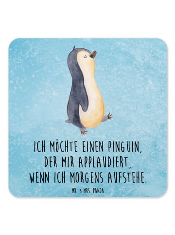 Mr. & Mrs. Panda Untersetzer Pinguin mHerzieren mit Spruch in Eisblau