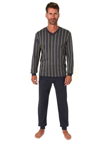 NORMANN Schlafanzug lang Pyjama Bündchen Kuschel interlock - 86874 in anthrazit