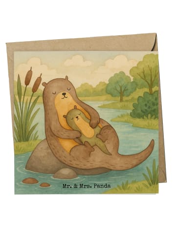 Mr. & Mrs. Panda Einladungskarte Otter Kind Design ohne Spruch in Weiß