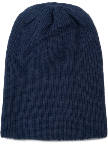 styleBREAKER Strickbeanie in Dunkelblau-Grau