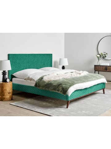 Beliani 2-tlg Doppelbett BAYONNE in Grün/Braun