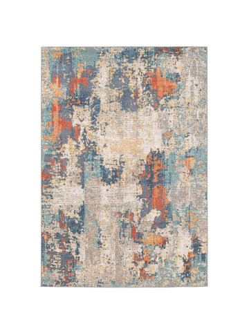 Pergamon Designer In und Outdoor Teppich Vintage Muster in Blau Grau