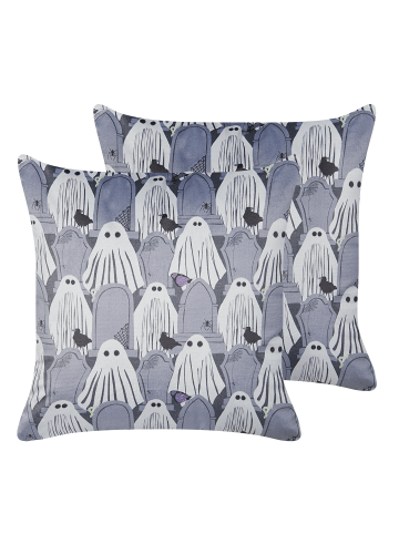 Beliani 2er-Set Dekokissen FANATE in Grau/Weiß