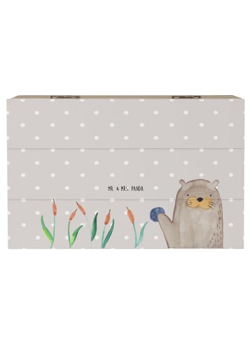 Mr. & Mrs. Panda Holzkiste Otter Stein ohne Spruch in Grau Pastell