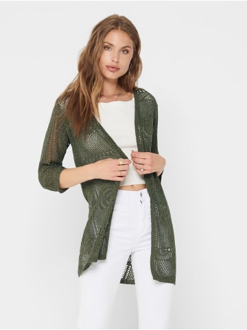 JACQUELINE de YONG Strickjacke V-Ausschnitt 3/4 Arm in Grün