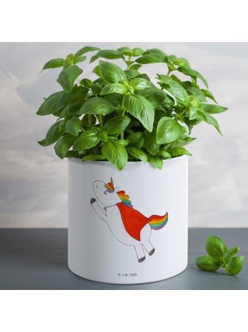 Mr. & Mrs. Panda Kübel für Pflanzen Einhorn Super ohne Spruch in Weiß