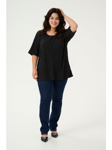KAFFE curve Kurzarm-Bluse KCruben in Black Deep