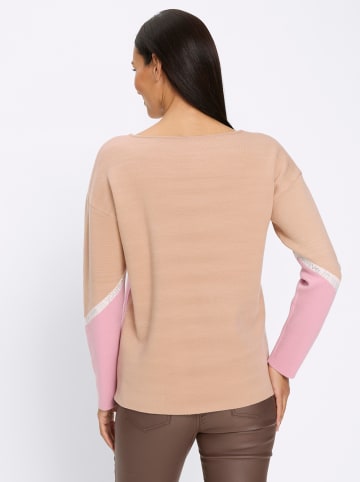 Heine Pullover in beige-rosé-gemustert
