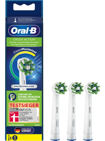 Oral-B 3er Aufsteckbürsten Cross Action CleanMaximizer in Weiß