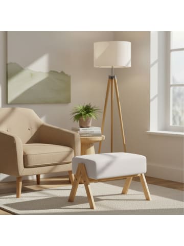 relaxdays Fußhocker in Creme/ Natur - (B)40 x (H)30 x (T)28 cm