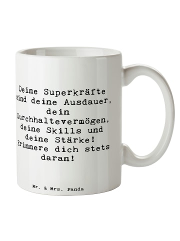 Mr. & Mrs. Panda Mug Spruch Sportliche Wettkämpfe Superkräfte mi... in Weiß